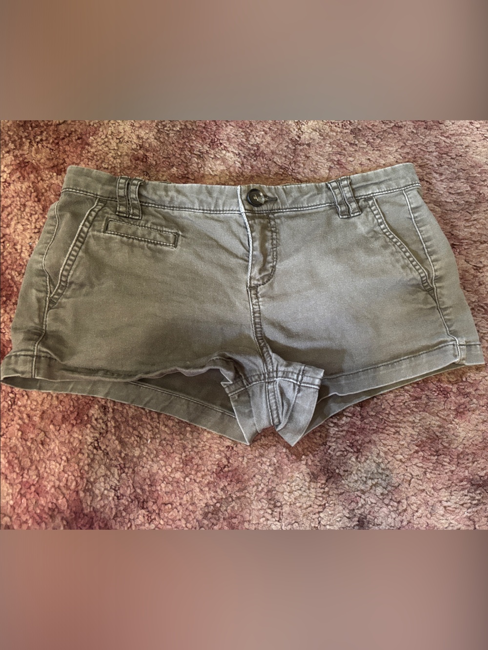 Express Olive-Green Low-Rise Jean Shorts
